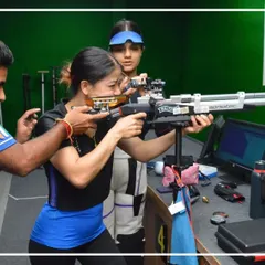 Six-time World Champion boxer Mary Kom interacting with our budding shooters. We believe in cross-sport mentorship, and her insights on dedication and a winning mindset were invaluable for our students.