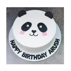 A cute and simple panda cake for Arush's birthday. This chocolate truffle cake has a minimalist design that's both adorable and delicious.
