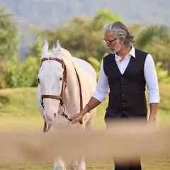 For the same campaign, I styled Milind Soman in a more relaxed yet equally sophisticated look. A tailored waistcoat over a crisp white shirt creates a feeling of effortless elegance.