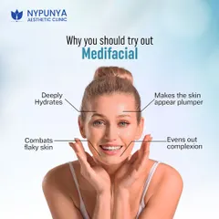 My signature medifacial is designed for a complete glow-up. It deeply hydrates, makes the skin appear plumper, combats flaky skin, and evens out the complexion for an all-around healthy radiance.