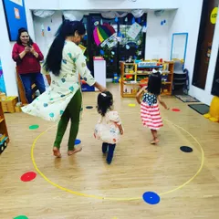 Even on a rainy Mumbai day, the fun doesn't stop! Here we are running and laughing during an indoor session at ECLC. I design activities that are perfect for classroom spaces, ensuring kids get their dose of movement no matter the weather.