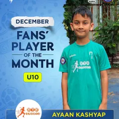 Recognizing Aayan Kashyap of NYN SA, the fan-voted Player of the Month for U10 in December.