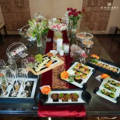 A lavish spread for a wedding dinner, featuring a wide array of my serveware. This image shows how different platters, bowls, and glasses can be used together to create a stunning and luxurious dining experience for your guests.
