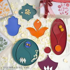 Here are our hero picks from the Symbols of Celebration collection, laid out like a festive map. Each shape, from the Bindu to the Pushpa tray, is rooted in tradition and designed in vibrant color to make your gatherings truly memorable.