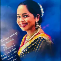 The final portrait, signed by Padma Wadkar herself with a kind message. Her words of appreciation are a great encouragement and a reminder of why I love creating personal art for people.