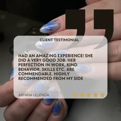 "Her perfection in work, kind behavior, skills etc. are commendable." I pour my heart into my work, and it makes me so happy when you notice.
