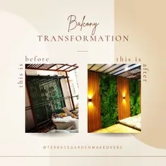 This before-and-after shot shows the power of a vertical garden. We covered a plain wall with a beautiful artificial green wall, instantly adding life, color, and a sense of privacy to this balcony.