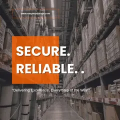 Our promise is simple: Secure and Reliable. This image of our well-organized warehouse aisles reflects our commitment to delivering excellence every step of the way, ensuring your items are stored with professional care.