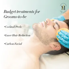 Grooms deserve to be pampered too. This graphic lists some of my budget-friendly treatments for grooms-to-be, including laser hair reduction, cocktail peels, and carbon facials.