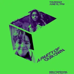 The flyer for "A Party Of Our Own," a special Pride month event with MUBI and Gaysi Family.