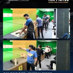 A view of the qualification rounds at our Air Pistol Shooting Challenge. Our 10m range is designed to simulate a real competition environment, preparing shooters for high-pressure situations.