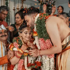 The air filled with love, laughter, and a shower of petals. We immerse ourselves in the celebration to capture the peak emotions and vibrant energy of your sacred Hindu wedding rituals.