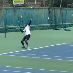We lead by example. Here is our very own Coach Raju Muthukrishnan, an ITF World Masters Tour Champion, demonstrating the power and technique we instill in all our players. His success on the international stage is a testament to the high-performance coaching you'll find at our academy.