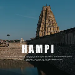 A poster-style image of the iconic Virupaksha Temple, reflected in the waters of the Tungabhadra river. This shot perfectly captures the grandeur of Hampi's most famous landmark.