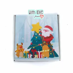 This charming Christmas box shows Santa and his reindeer decorating the tree. I ensure my boxes are made from premium, thick corrugated sheets to keep your gifts safe.