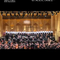 Our student choir, The Singing Tree, performing on stage with the Symphony Orchestra of India under the baton of Maestro Zubin Mehta for the Opera Gala.