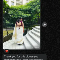 "Everyone praises this a lot." This authentic WhatsApp review for a custom blouse shows the impact of a well-fitted, beautifully designed piece.