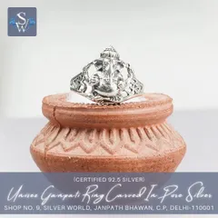 A more delicate yet equally detailed Ganpati ring. This openwork design features a finely carved Lord Ganesha, making it a beautiful and spiritual accessory for daily wear.