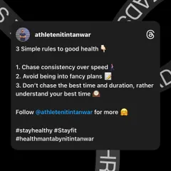 Here are three simple rules I live by for good health. It's all about chasing consistency, avoiding complicated plans, and finding the best time to move that works for your personal schedule.