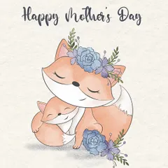 A sweet Mother's Day illustration of a mother fox and her cub cuddling. This digital piece was created in Procreate with a soft, sketchy style to capture a moment of pure love and tenderness.
