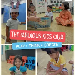 Play, Think, Create. This is our motto and it's at the heart of everything we do. This collage shows children engaged in different activities, from imaginative play with props to focused building and group story time.