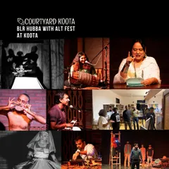 A collage showcasing the variety of performances and events during the BLR Hubba with ALT Fest at Koota. It was a week filled with theatre, music, storytelling, and community connection.