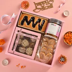 Inspired by the joy of indulgence, our 'Anand' hamper includes a Blueberry Marble cake, assorted truffle balls, savory garlic toasties, and French Hearts.