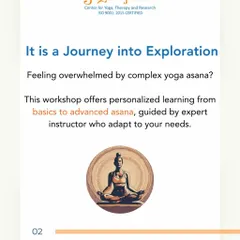 This workshop is a journey into exploration, not a rigid class. It offers personalized learning from basics to advanced asanas, guided by an instructor who adapts to your specific needs and helps you discover your own path.