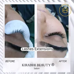 This before and after highlights the power of a volume set. We went from sparse natural lashes to a full, dark, and dramatic look.