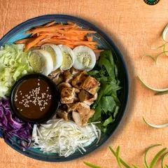 My Fortune Bowl is designed to bring you good health and good luck. It's a vibrant mix of grilled chicken, boiled eggs, fresh greens, and a tasty dressing that makes for a complete meal.