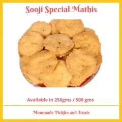Here are my Sooji Special Mathis, made with semolina to be extra crispy and light. They are a simple, classic, and savoury cracker that pairs wonderfully with a hot cup of chai, reminding you of home.