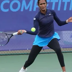 A look at Rutuja Bhosale's powerful forehand during a competitive match. Her focus and technique are a direct result of our intensive training program designed for professional athletes.