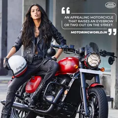 This campaign for Jawa Motorcycles required a look with attitude. I styled the model in a classic black leather jacket, dark jeans, and boots to create an iconic, rebellious biker aesthetic that is both timeless and modern.