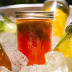 Our house-made iced tea, chilled in a bucket of ice and served in a mason jar. It's all-natural and incredibly refreshing.