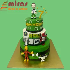 It's hero time! This action-packed three-tier Ben 10 cake features multiple alien transformations and the iconic Omnitrix symbol. Each layer is a new adventure, perfect for a young fan's epic celebration.
