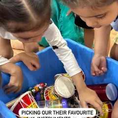 The best part of the party is when I bring out the big blue box of instruments. Seeing the children's faces light up as they rush to pick their favorite drum or shaker is just the best feeling.