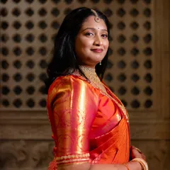 A portrait of Sanjana's mother, showcasing the mature skin makeup I did for her. My approach is to create a fresh, natural look that enhances features without feeling heavy.