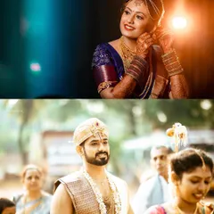 A diptych showing the bride getting ready and the groom during the ceremony. I use creative lighting techniques like lens flare to add a cinematic quality to portraits and capture the authentic atmosphere of the day.