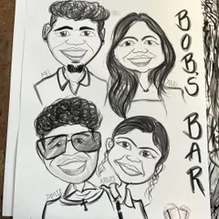 It's always a good time drawing for a fun crowd. This group caricature for the "Bob's Bar" team was a blast to create and shows how I can capture the spirit of any group, big or small.