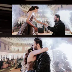 A surprise proposal during the Sangeet. We are always ready to capture unexpected, emotional moments like this, with pyrotechnics adding to the drama.