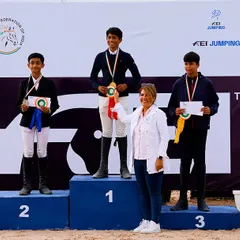 Celebrating our team's incredible performance at India's first CSI event. Arnav Navratna won silver in the CSI CH category, and Barath Manoharan secured gold in the CSI 2* category.