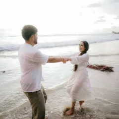 A simple walk on the beach during their Goa pre-wedding shoot. I believe the most beautiful moments are unscripted, just two people being themselves with the sand between their toes.