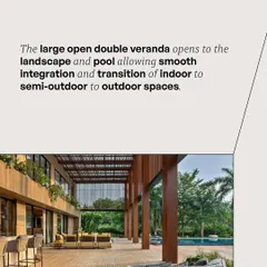 The large, open double veranda at K House was designed to allow a smooth transition from indoor to semi-outdoor to outdoor spaces. This creates an expansive living area that fully embraces the tropical landscape.
