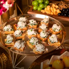 A creative take on a classic salad. This Chicken Caesar Salad is served on a savory Parmesan shortbread, offering a delightful mix of creamy, crunchy, and cheesy in one perfect bite.