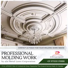 This coffered ceiling is a testament to our professional molding work. The intricate layers of trim and the central decorative medallion, designed to frame a chandelier, add a profound sense of grandeur and architectural depth to the room.