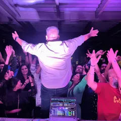 A shot of me on top of the console, celebrating with the crowd. This is what the weekend is all about.