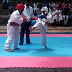 This is where training pays off. A young student executes a clean kick during a tournament. Competition is not just about winning, it is about testing your spirit and technique under pressure.