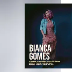 Another look for Bianca Gomes, featured in a magazine spread. Here, I layered a casual denim jacket over a ruffled polka-dot dress to create a look that is both soft and strong, reflecting the inspiring journey of independent Indian artists.