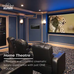 Create an effortless and efficient cinematic luxury experience with just one touch. Our home theatre solutions allow you to dim the lights, draw the curtains, and start the movie, all as part of a single "Movie Time" scene.