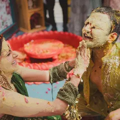 Between smears of haldi and bursts of laughter, this couple's joint haldi ceremony had all the makings of a forever memory. It was playful, messy, and full of love.